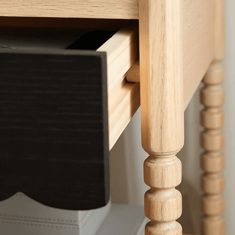 22" Natural Solid Wood Top Nightstand - Rustic Style with Storage, Drawers, Shelves