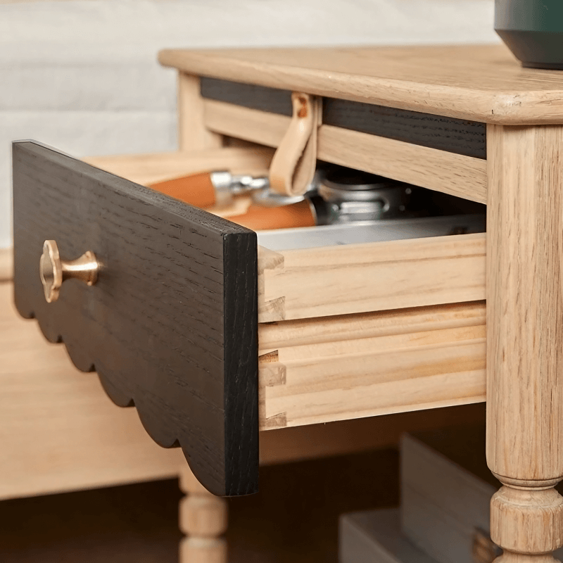 22" Natural Solid Wood Top Nightstand - Rustic Style with Storage, Drawers, Shelves