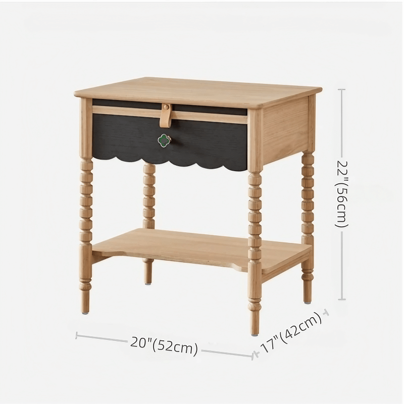22" Natural Solid Wood Top Nightstand - Rustic Style with Storage, Drawers, Shelves