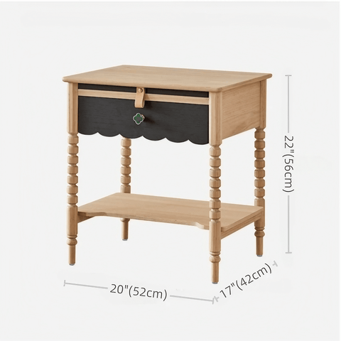 22" Natural Solid Wood Top Nightstand - Rustic Style with Storage, Drawers, Shelves