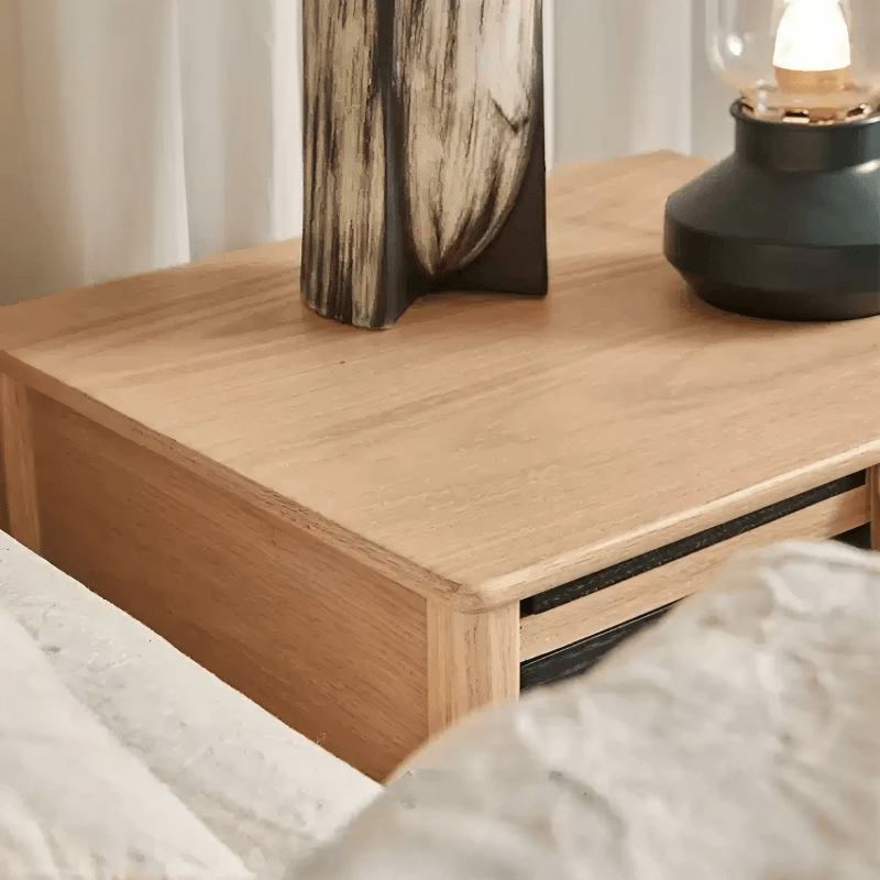 22" Natural Solid Wood Top Nightstand - Rustic Style with Storage, Drawers, Shelves