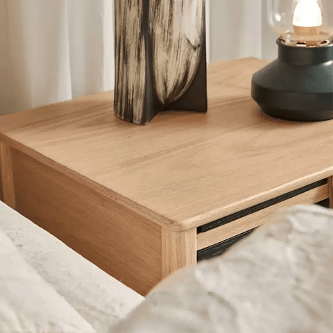 22" Natural Solid Wood Top Nightstand - Rustic Style with Storage, Drawers, Shelves