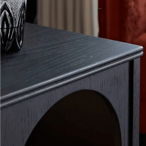 23″ Solid Wood Top Rustic Nightstand - Black with Storage and Drawers