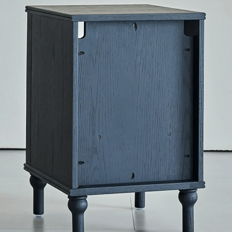 23″ Solid Wood Top Rustic Nightstand - Black with Storage and Drawers