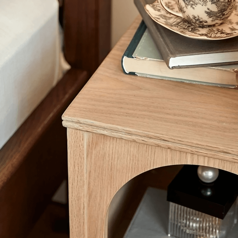 23″ Solid Wood Top Rustic Nightstand - Black with Storage and Drawers
