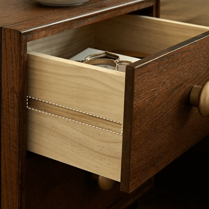 24″ Solid Wood Nightstand - Rustic Style with Drawers - Dark Walnut