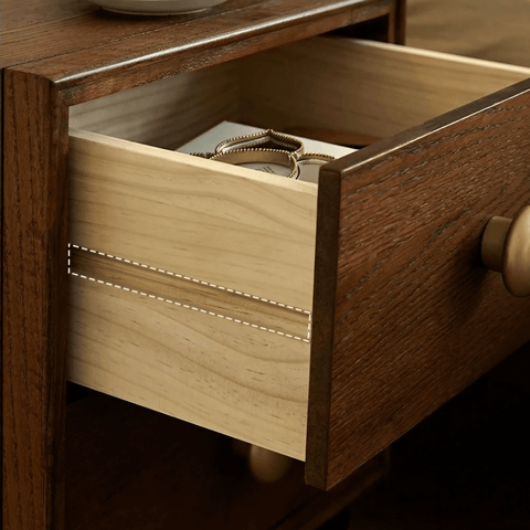 24″ Solid Wood Nightstand - Rustic Style with Drawers - Dark Walnut