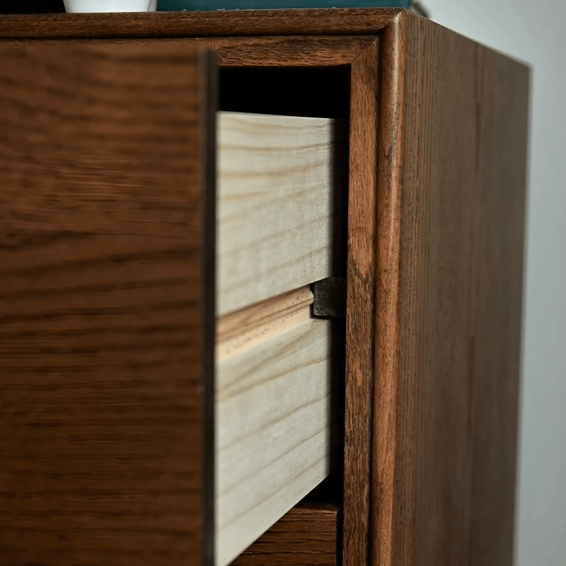 24″ Solid Wood Nightstand - Rustic Style with Drawers - Dark Walnut