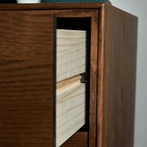 24″ Solid Wood Nightstand - Rustic Style with Drawers - Dark Walnut