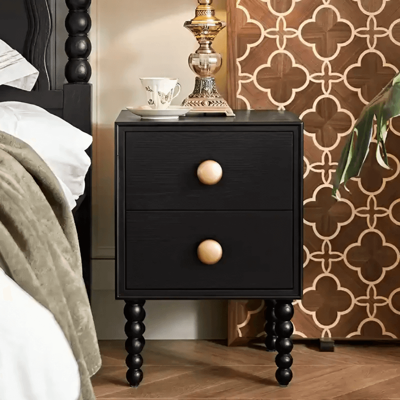24″ Solid Wood Nightstand - Rustic Style with Drawers - Dark Walnut