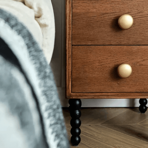 24″ Solid Wood Nightstand - Rustic Style with Drawers - Dark Walnut