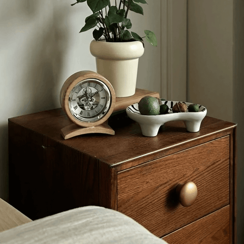 24″ Solid Wood Nightstand - Rustic Style with Drawers - Dark Walnut