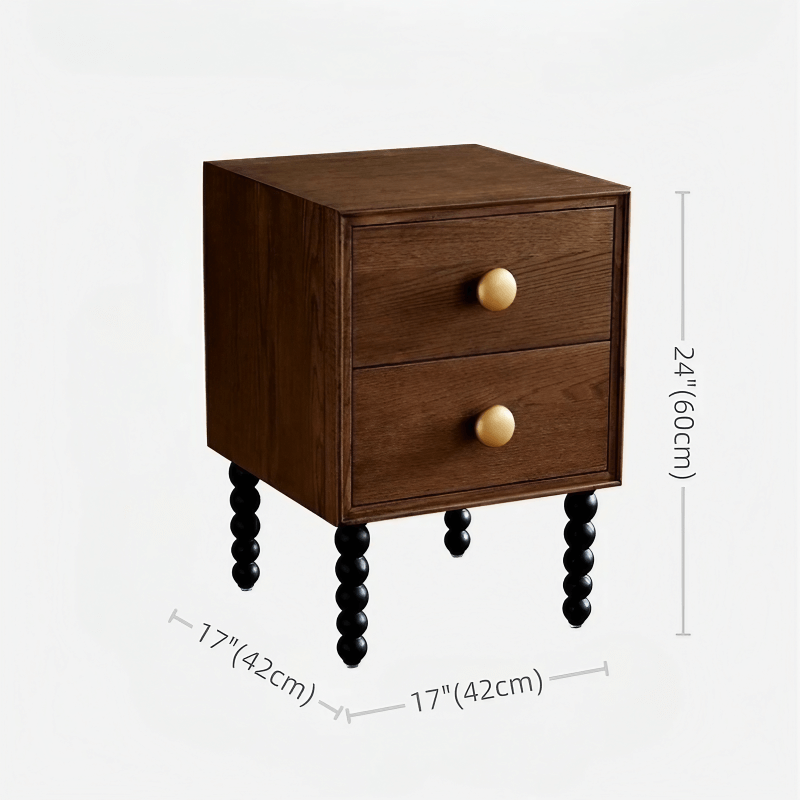 24″ Solid Wood Nightstand - Rustic Style with Drawers - Dark Walnut