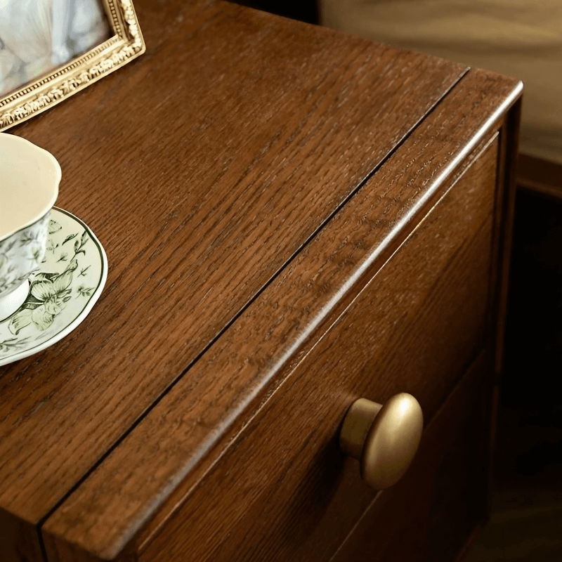24″ Solid Wood Nightstand - Rustic Style with Drawers - Dark Walnut