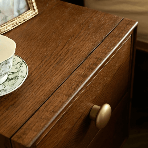 24″ Solid Wood Nightstand - Rustic Style with Drawers - Dark Walnut