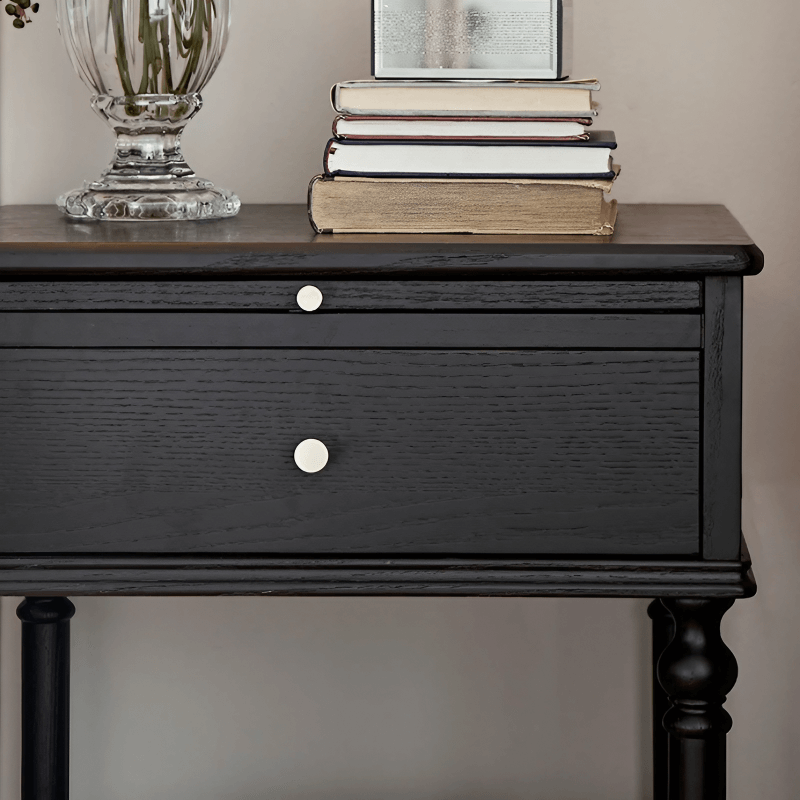 27″ Solid Wood Top Black Nightstand - Rustic Style with Storage, Drawers, Shelves