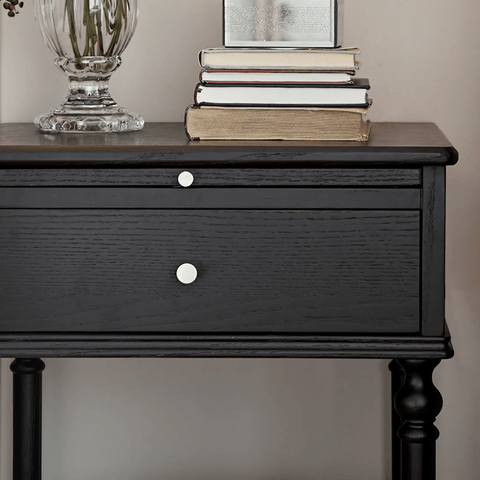 27″ Solid Wood Top Black Nightstand - Rustic Style with Storage, Drawers, Shelves