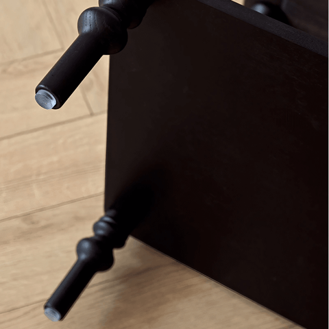 27″ Solid Wood Top Black Nightstand - Rustic Style with Storage, Drawers, Shelves