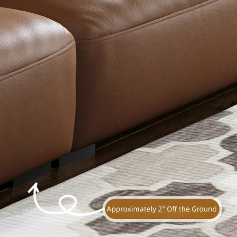3-Seat Upholstered Sofa in Brown Leather - Modern Style with Arms