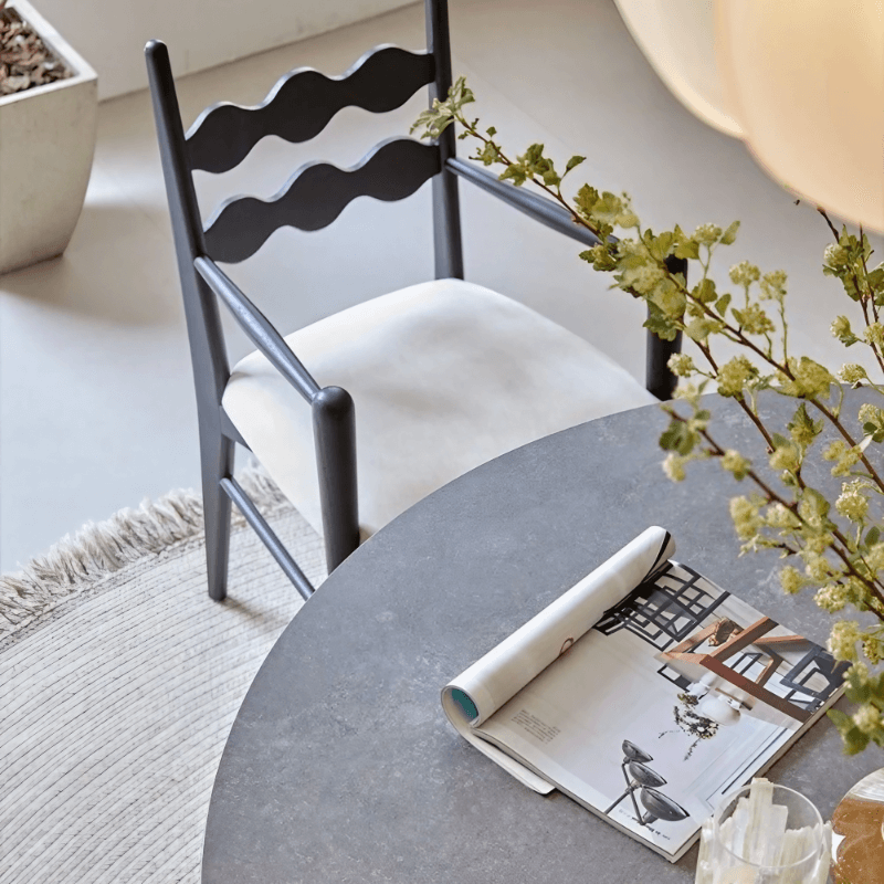 35" Velvet Upholstered Arm Chair with Back - Black Leg, Modern Style