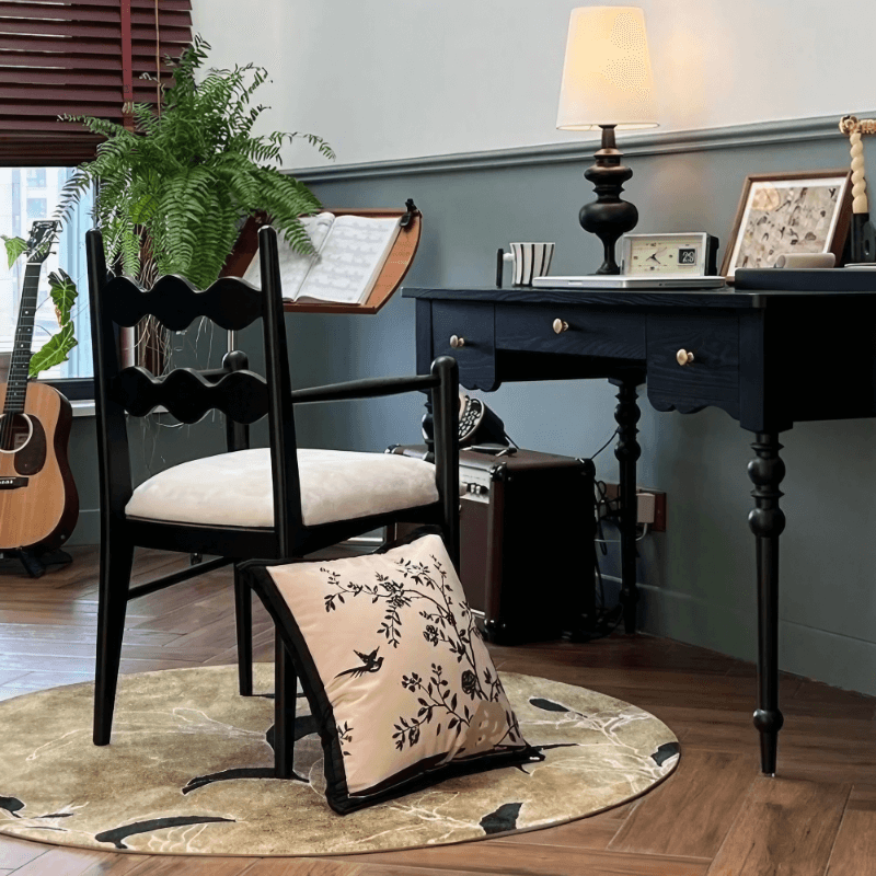 35" Velvet Upholstered Arm Chair with Back - Black Leg, Modern Style