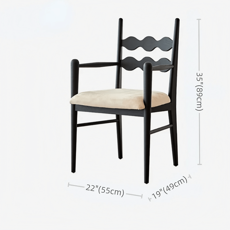35" Velvet Upholstered Arm Chair with Back - Black Leg, Modern Style