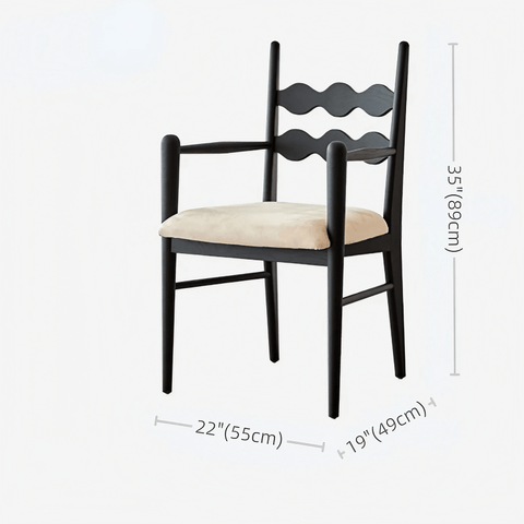 35" Velvet Upholstered Arm Chair with Back - Black Leg, Modern Style
