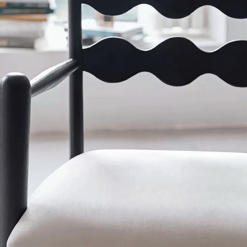 35" Velvet Upholstered Arm Chair with Back - Black Leg, Modern Style