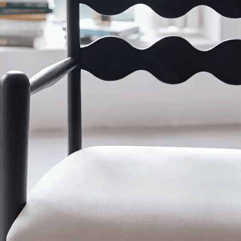35" Velvet Upholstered Arm Chair with Back - Black Leg, Modern Style