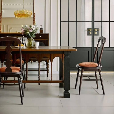 37.4″ Velvet Upholstered Dining Chair - Mid-Century Modern, Solid Wood Frame, Walnut Legs