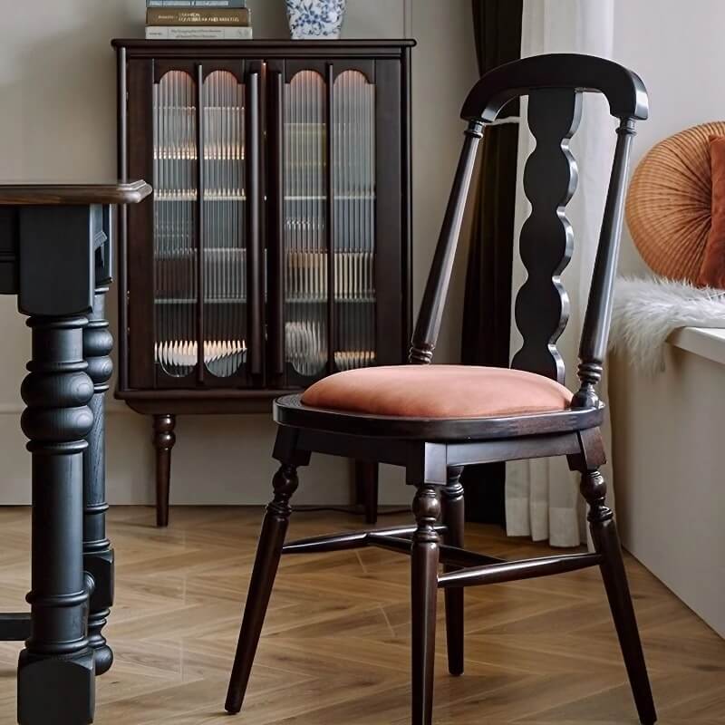 37.4″ Velvet Upholstered Dining Chair - Mid-Century Modern, Solid Wood Frame, Walnut Legs