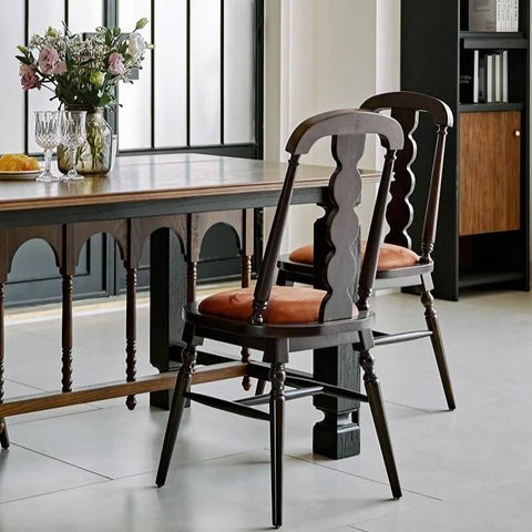 37.4″ Velvet Upholstered Dining Chair - Mid-Century Modern, Solid Wood Frame, Walnut Legs