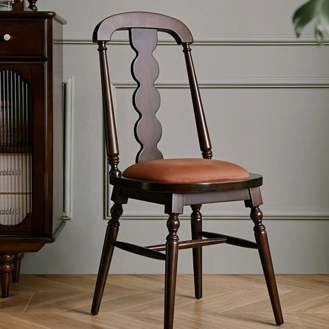 37.4″ Velvet Upholstered Dining Chair - Mid-Century Modern, Solid Wood Frame, Walnut Legs