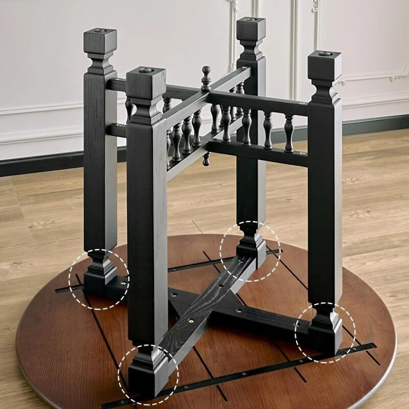 39.4″ Round Walnut Wood Dining Table - Seats 2-4 - Rustic Style