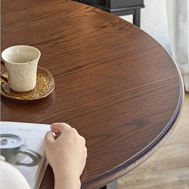 39.4″ Round Walnut Wood Dining Table - Seats 2-4 - Rustic Style