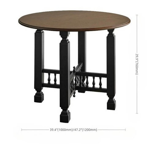39.4″ Round Walnut Wood Dining Table - Seats 2-4 - Rustic Style