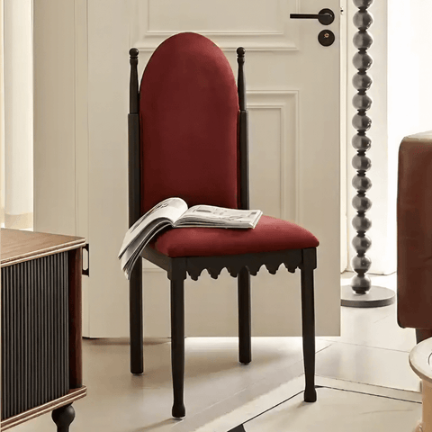 39″ Upholstered Velvet Dining Chair - Mid-Century Modern - Black Legs - Set of 2
