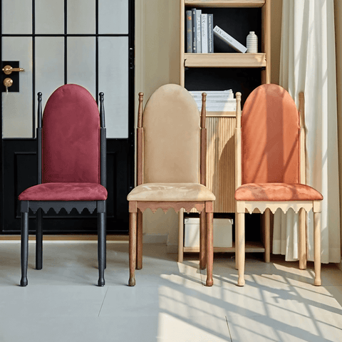 39″ Upholstered Velvet Dining Chair - Mid-Century Modern - Black Legs - Set of 2