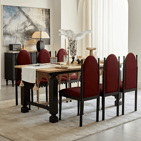 39″ Upholstered Velvet Dining Chair - Mid-Century Modern - Black Legs - Set of 2