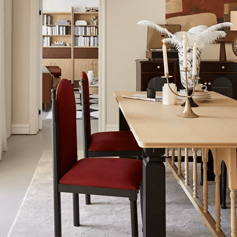 39″ Upholstered Velvet Dining Chair - Mid-Century Modern - Black Legs - Set of 2