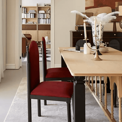 39″ Upholstered Velvet Dining Chair - Mid-Century Modern - Black Legs - Set of 2