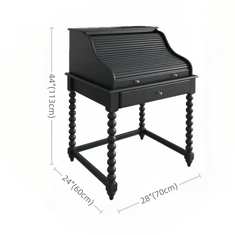 44″ Wood Top Black Vanity - Mid-Century with Storage, Drawers, and Shelves