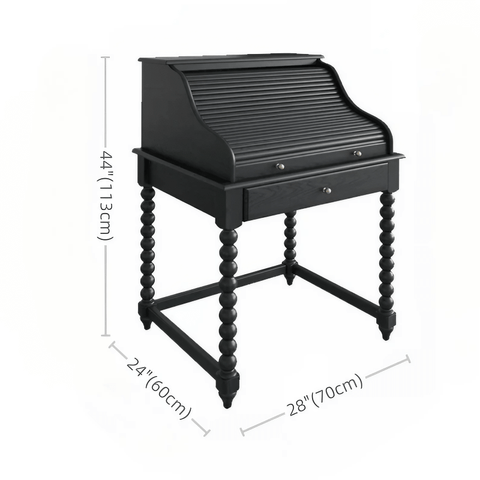 44″ Wood Top Black Vanity - Mid-Century with Storage, Drawers, and Shelves