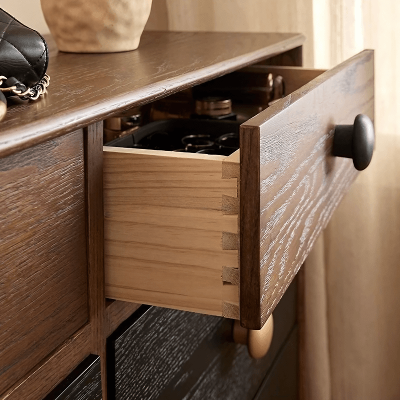 47″ Dark Walnut Solid Wood Vanity - Rustic Style with Drawers and Storage