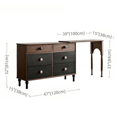 47″ Dark Walnut Solid Wood Vanity - Rustic Style with Drawers and Storage