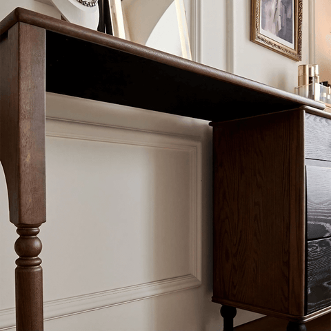 47″ Dark Walnut Solid Wood Vanity - Rustic Style with Drawers and Storage