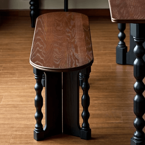 47″ Solid Wood Bench Dining Chair - Mid-Century Modern
