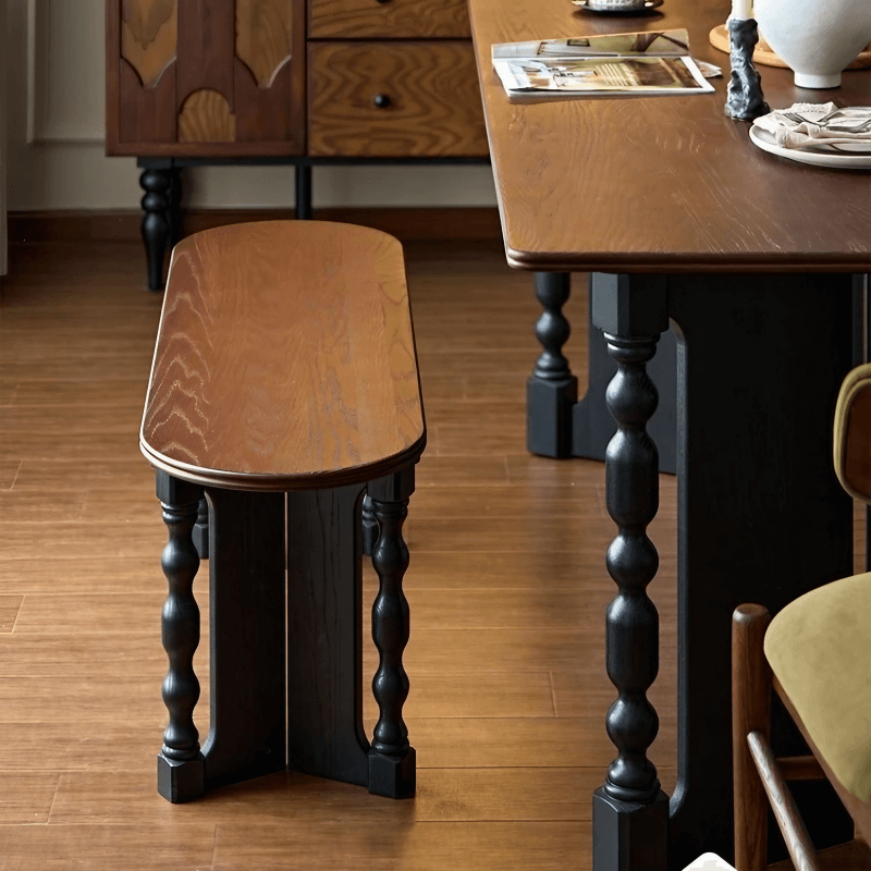 47″ Solid Wood Bench Dining Chair - Mid-Century Modern