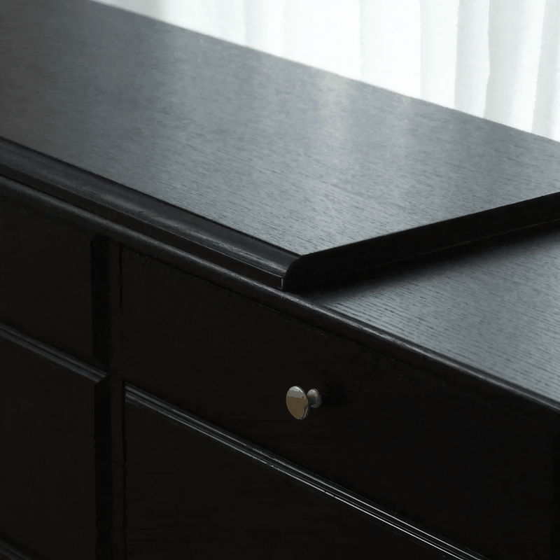 47″ Solid Wood Black Vanity - Mid-Century Style with Storage and Drawers