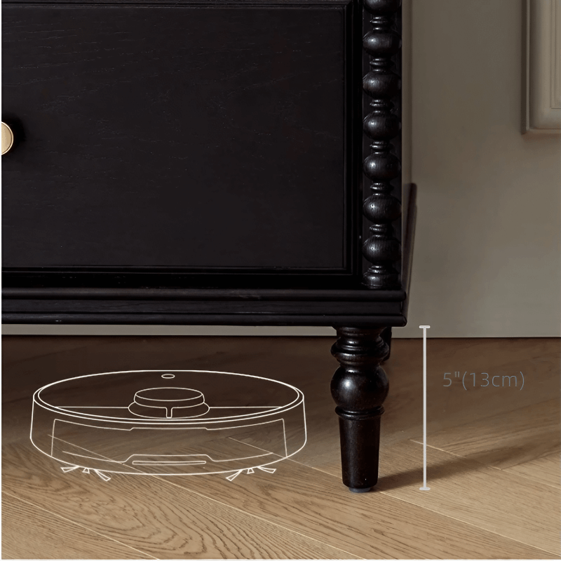 47″ Solid Wood Black Vanity - Mid-Century Style with Storage and Drawers